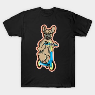 Pug riding a e-scooter T-Shirt